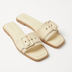 By Anthropologie Buckle Slide Sandals Size 41 US 10.5 - 11 Color Light Sands NEW